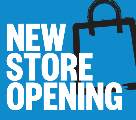 Shopping bag icon. Text: new store opening