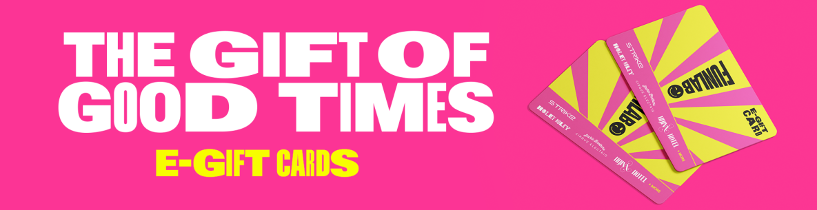 THE GIFT OF GOOD TIMES E-GIFT CARDS FUNLAB STRIKE HOLEY MOLEY ARCHIE BROTHERS