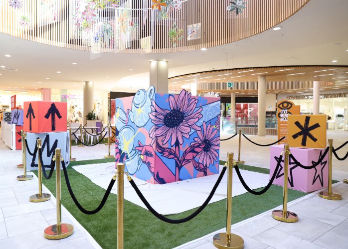 Artist Mural Cube (flowers, teacups and sparkles)