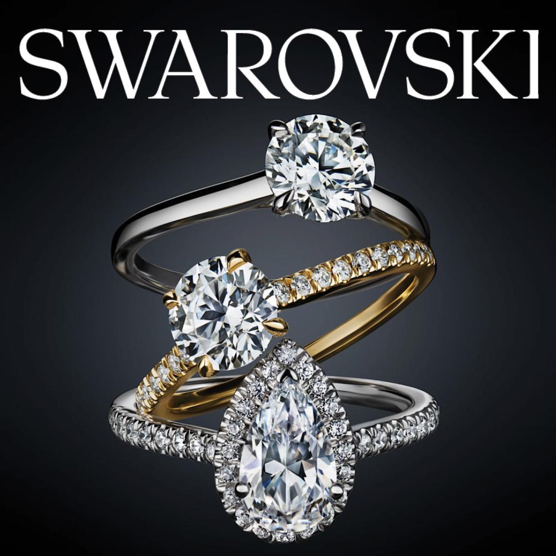 3 Swarovski rings stacked on top of each other
