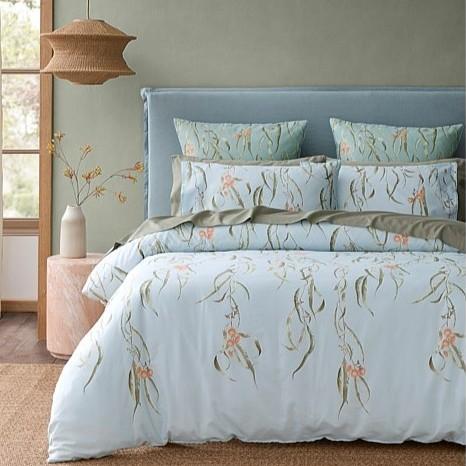 Baby blue bed spread with florals from David Jones